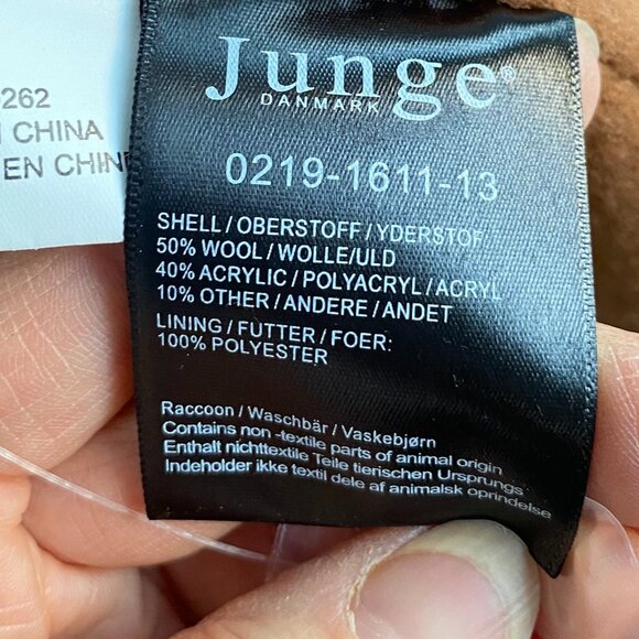 JUNGE Cinnamon Wool Blend Fur Hooded Trench Coat Fits10 - Picture 9 of 16